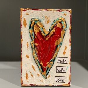 🔴Abstract Heart Painting Canvas Art - Red and Gold🔴ORIGINAL ART🔴